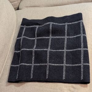 Navy and White Checkered Skirt